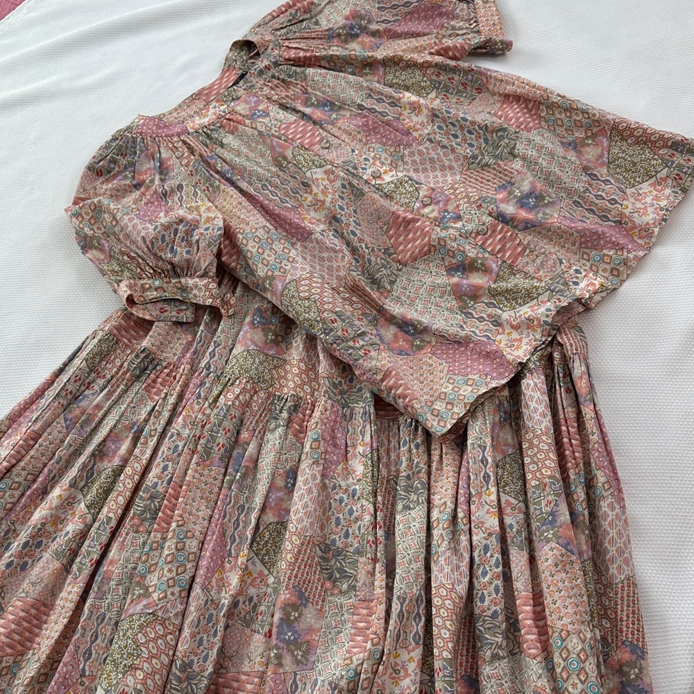 80’s calico patchwork peasant blouse and tiered skirt set